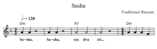 Sasha - staff notation