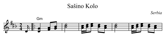 Sa&scaron;ino Kolo - staff notation