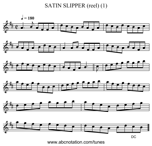 SATIN SLIPPER (reel) (1) - staff notation