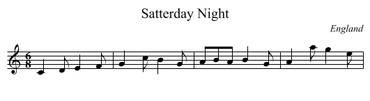 Satterday Night - staff notation