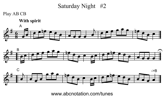 Saturday Night #2 - staff notation