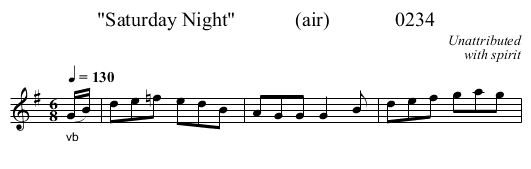Saturday Night            (air)             0234 - staff notation