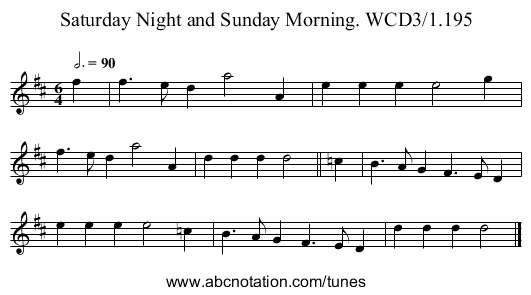 Saturday Night and Sunday Morning. WCD3/1.195 - staff notation