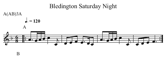 Saturday Night, Bledington - staff notation