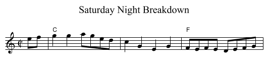 Saturday Night Breakdown - staff notation