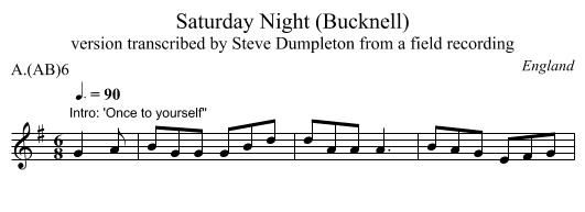 Saturday Night (Bucknell) - staff notation