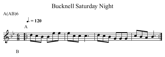 Saturday Night, Bucknell - staff notation