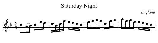 Saturday Night - staff notation