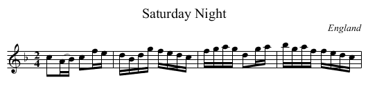 Saturday Night - staff notation