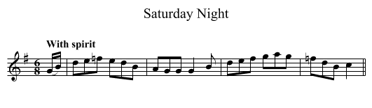 Saturday Night - staff notation