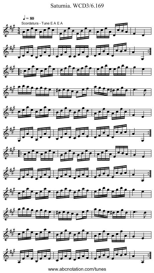 Saturnia. WCD3/6.169 - staff notation