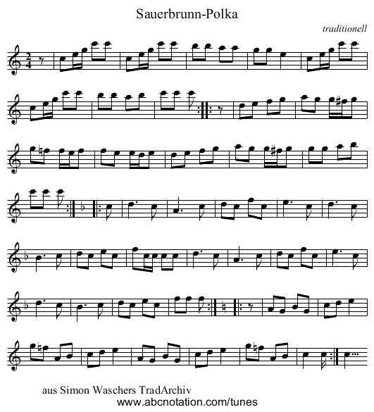 Sauerbrunn-Polka - staff notation