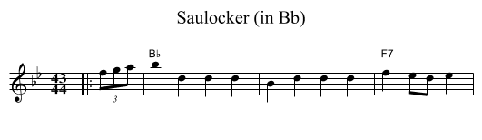 Saulocker (in Bb) - staff notation