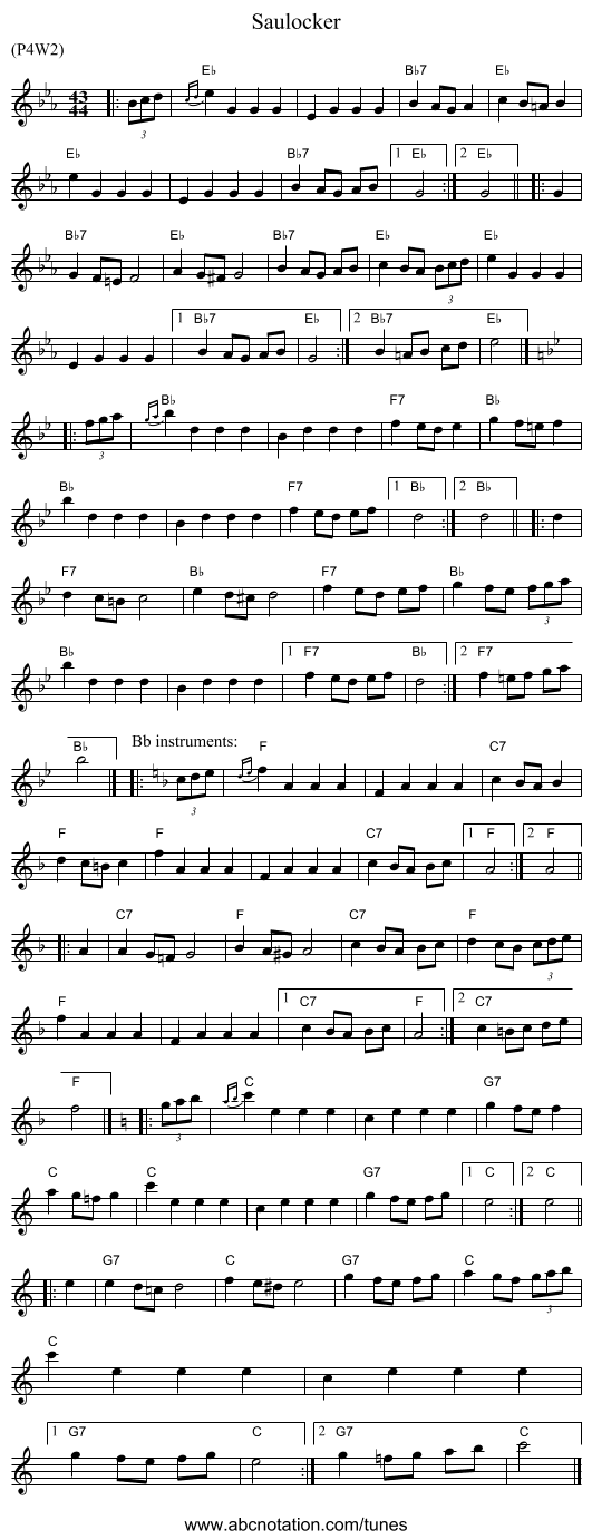 Saulocker - staff notation
