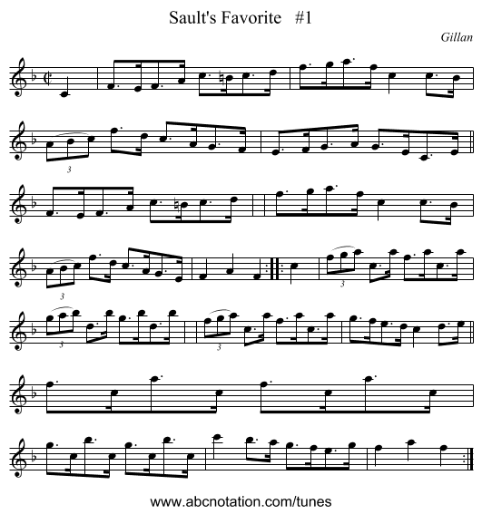 Sault's Favorite   #1 - staff notation