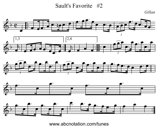 Sault's Favorite   #2 - staff notation