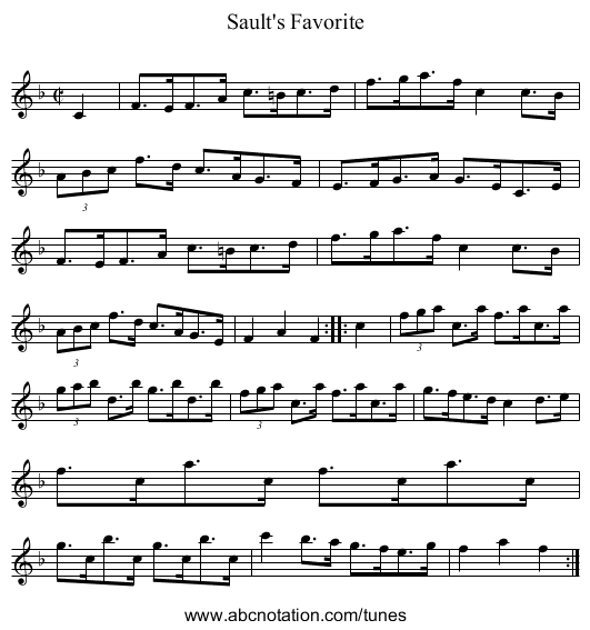 Sault's Favorite - staff notation