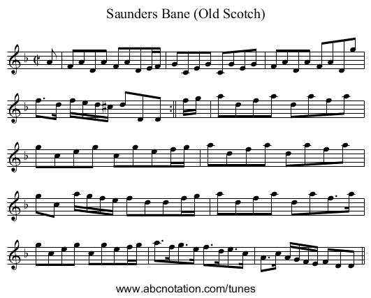 Saunders Bane (Old Scotch) - staff notation