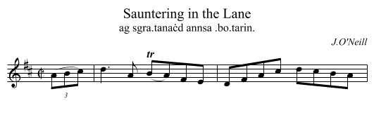 Sauntering in the Lane - staff notation
