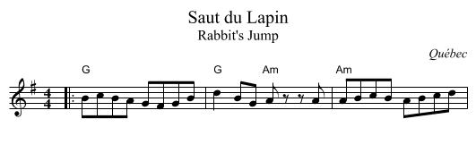 Saut du Lapin - staff notation
