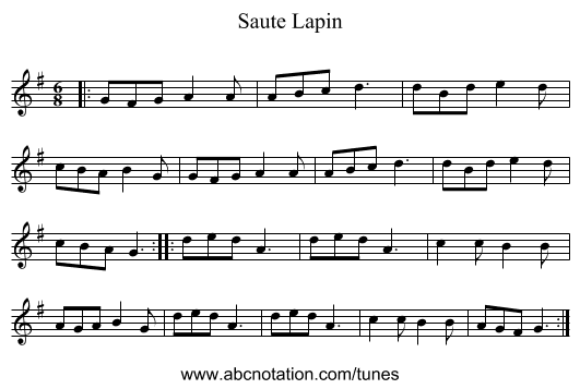 Saute Lapin - staff notation