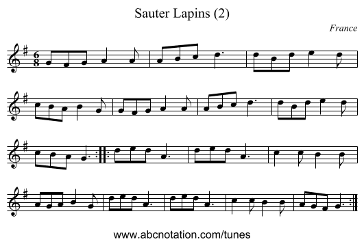 Sauter Lapins (2) - staff notation
