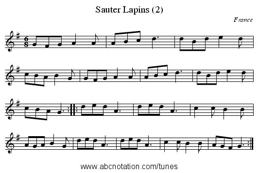 Sauter Lapins (2) - staff notation