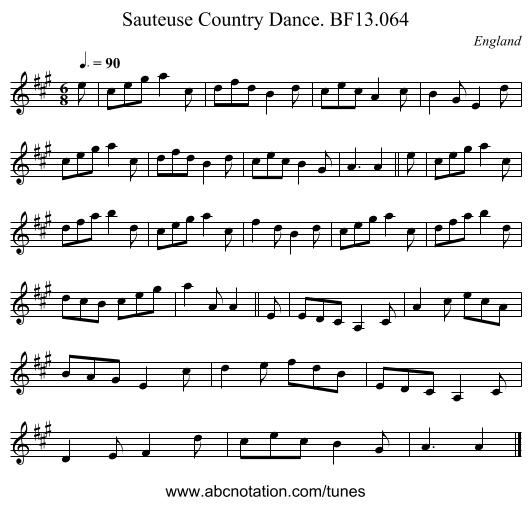Sauteuse Country Dance. BF13.064 - staff notation