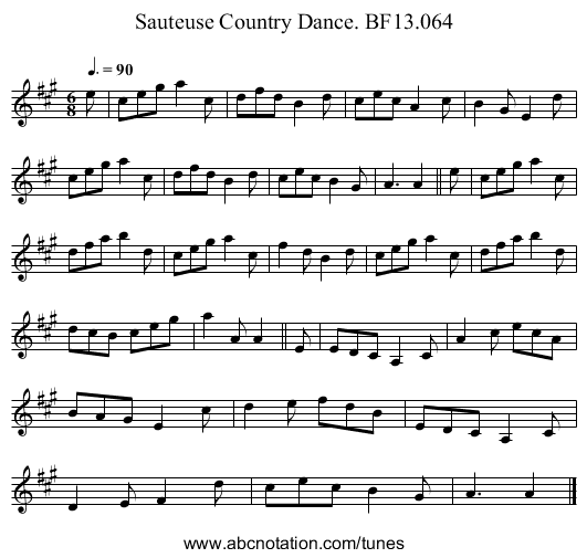 Sauteuse Country Dance. BF13.064 - staff notation