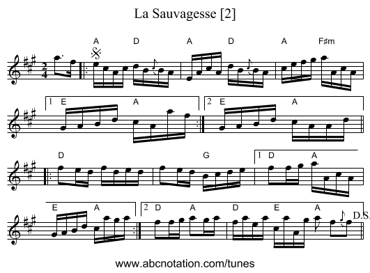 Sauvagesse [2], La - staff notation