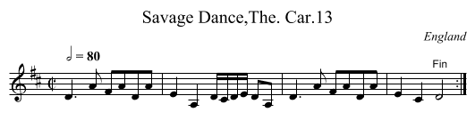 Savage Dance,The. Car.13 - staff notation