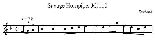 Savage Hornpipe. JC.110 - staff notation