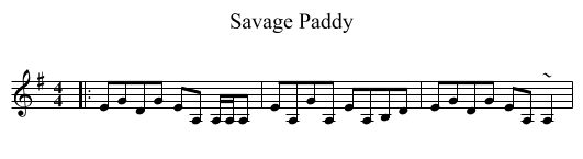 Savage Paddy - staff notation