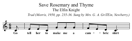 Save Rosemary and Thyme - staff notation