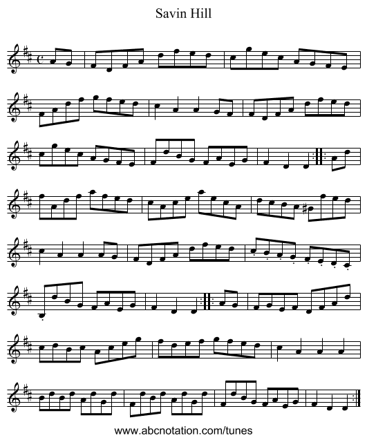 Savin Hill - staff notation