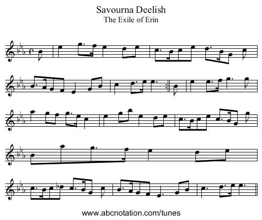 Savourna Deelish - staff notation