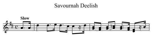 Savournah Deelish - staff notation