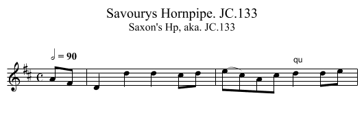 Savourys Hornpipe. JC.133 - staff notation