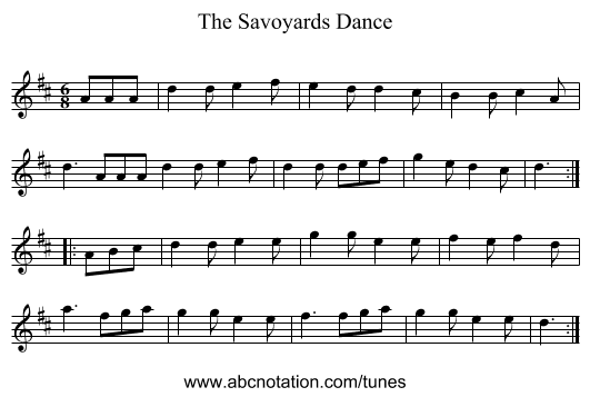Savoyards Dance, The - staff notation