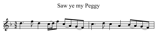 Saw ye my Peggy - staff notation