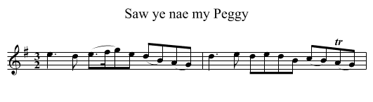 Saw ye nae my Peggy - staff notation