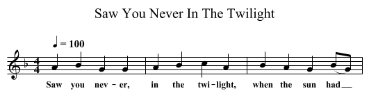 Saw You Never In The Twilight - staff notation