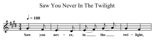 Saw You Never In The Twilight - staff notation