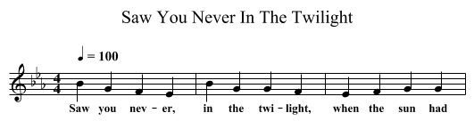 Saw You Never In The Twilight - staff notation