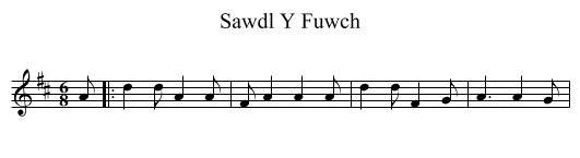 Sawdl Y Fuwch - staff notation