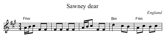 Sawney dear - staff notation