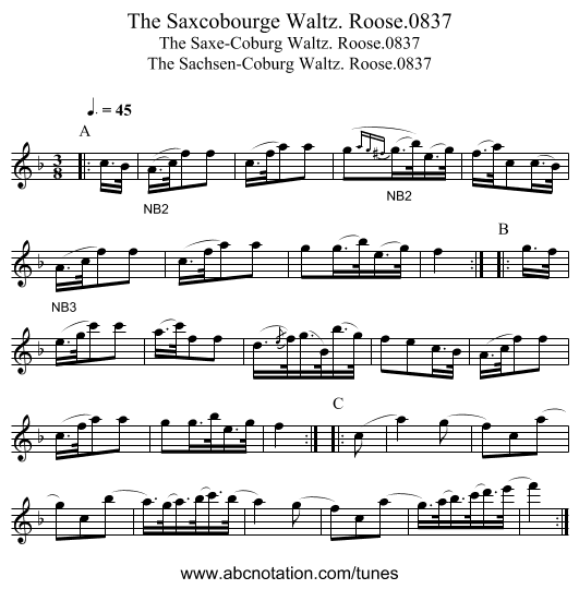 Saxcobourge Waltz. Roose.0837, The - staff notation