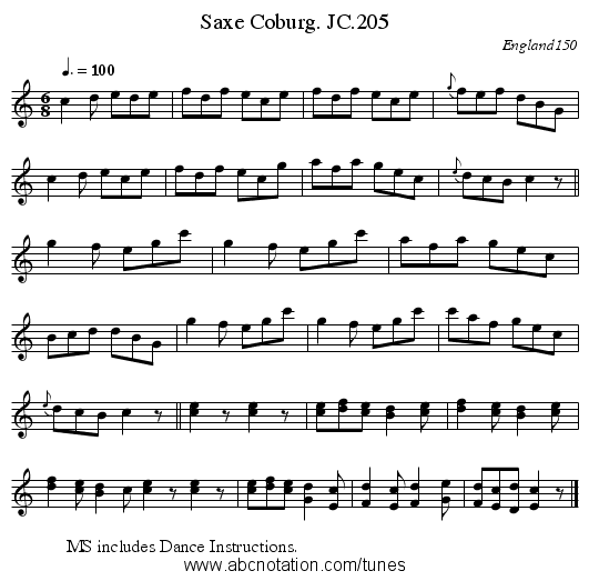 Saxe Coburg. JC.205 - staff notation