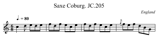 Saxe Coburg. JC.205 - staff notation