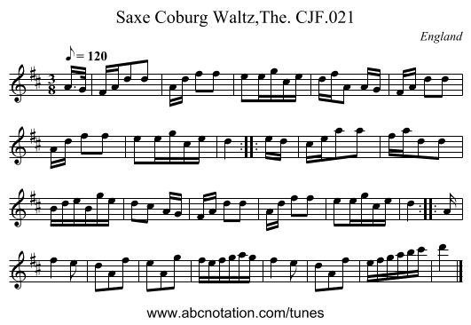 Saxe Coburg Waltz,The. CJF.021 - staff notation